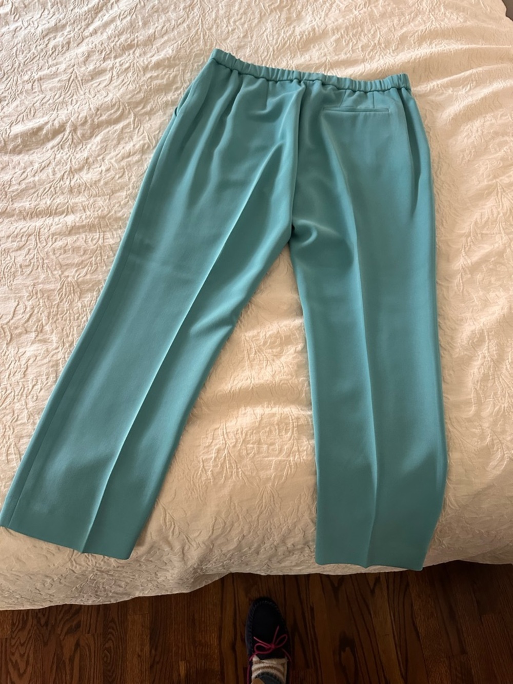 Theory Cropped Pull-On Pants in Aqua Blue - Picture 3 of 6